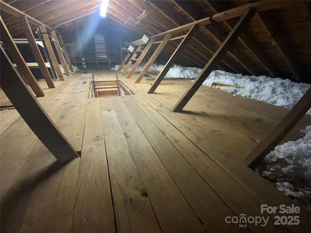 view of unfinished attic