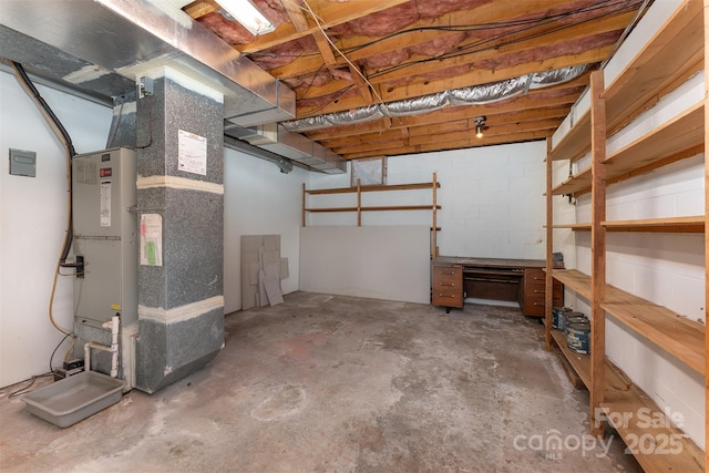 basement with heating unit