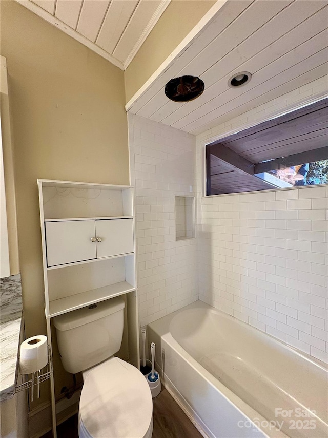 bathroom with wood-type flooring and toilet