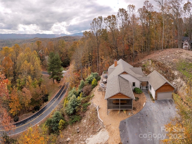 aerial view with a mountain view