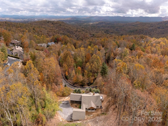 drone / aerial view with a mountain view