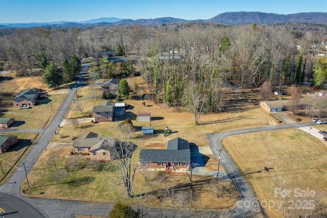 drone / aerial view with a mountain view