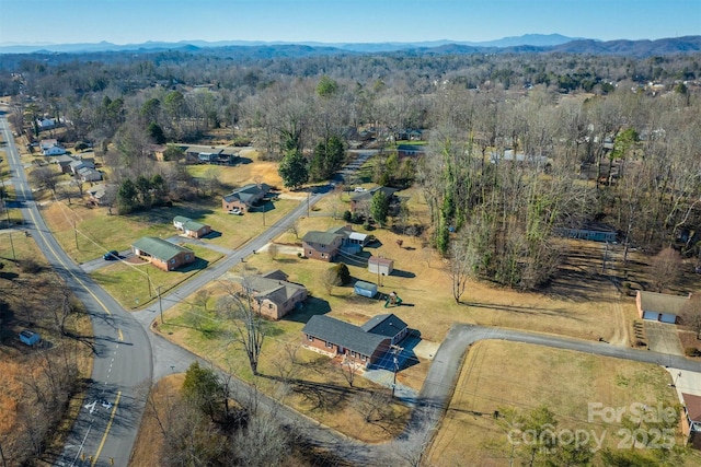 bird's eye view featuring a mountain view