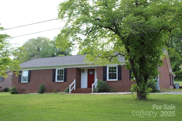 1505 Canterbury Pl NE, Lenoir, NC 28645 - ranch-style house with brick siding, a front lawn, and crawl space