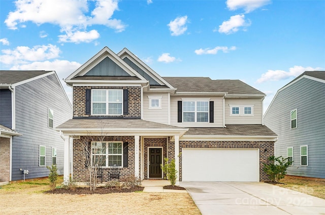 craftsman inspired home with a garage