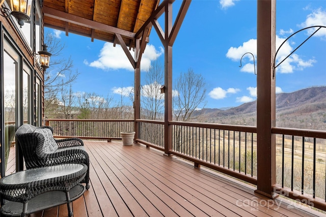 deck featuring a mountain view