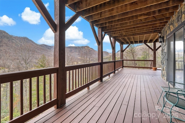 deck with a mountain view