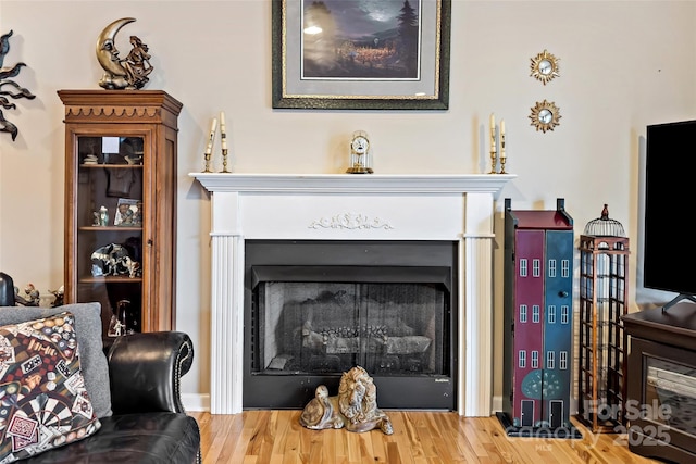 living room with hardwood / wood-style floors