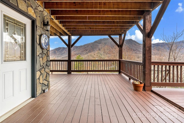 deck with a mountain view