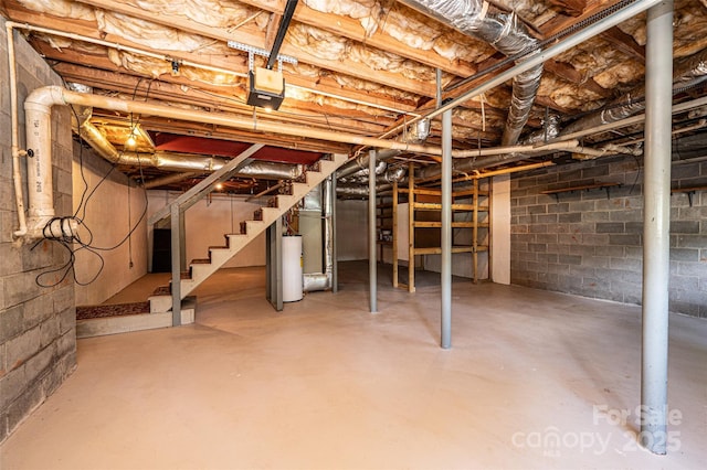 basement with gas water heater