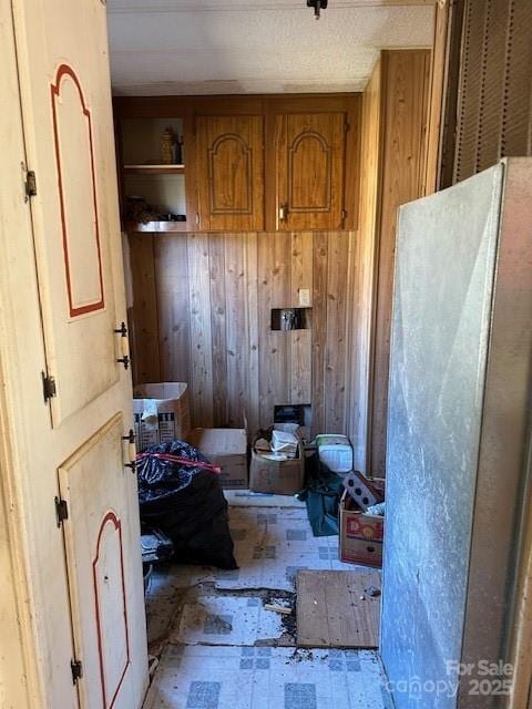 bathroom with wooden walls