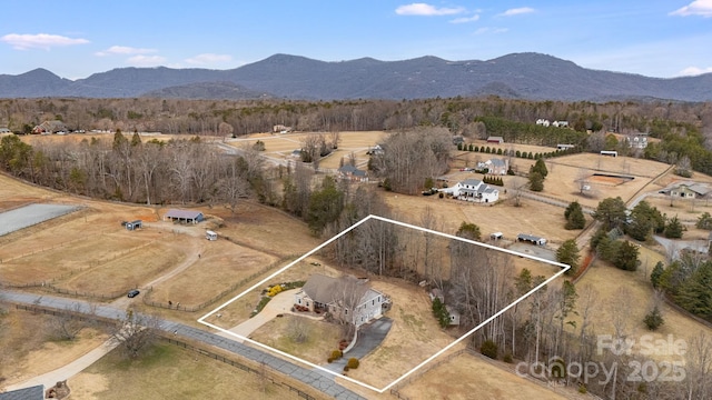 drone / aerial view with a mountain view