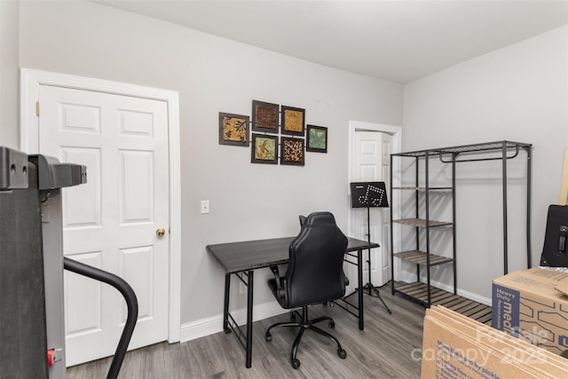 home office featuring wood-type flooring