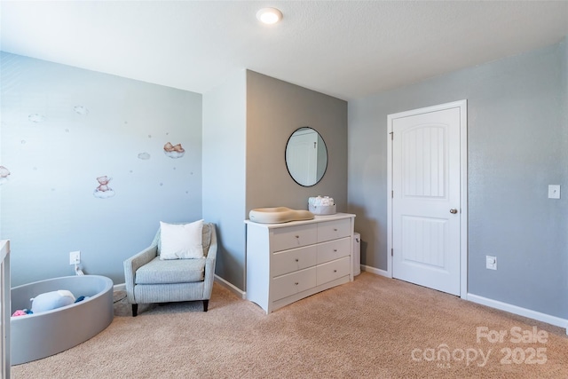 sitting room with light carpet