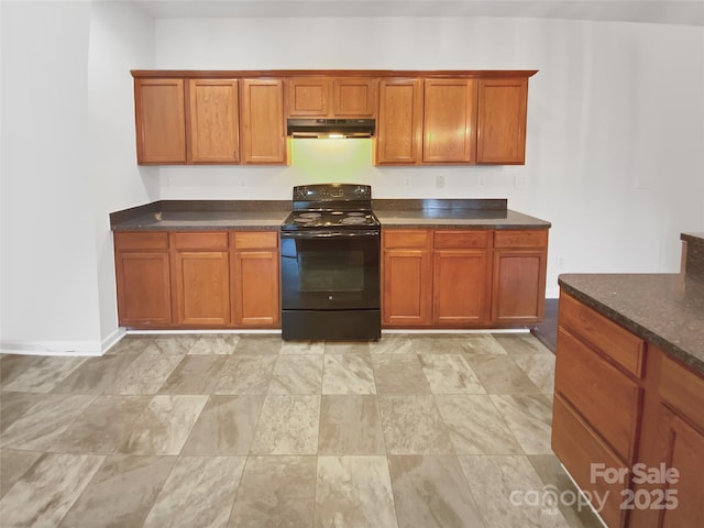 kitchen featuring black range with electric stovetop