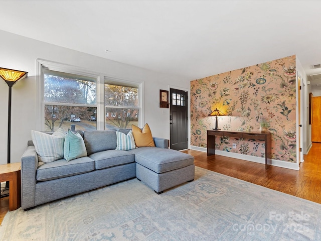 living room featuring wood-type flooring