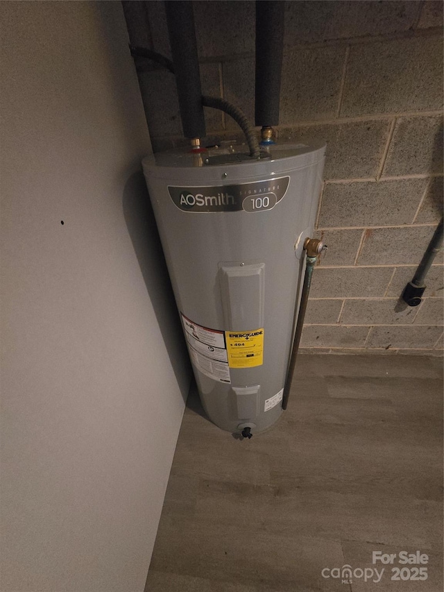 utility room with water heater