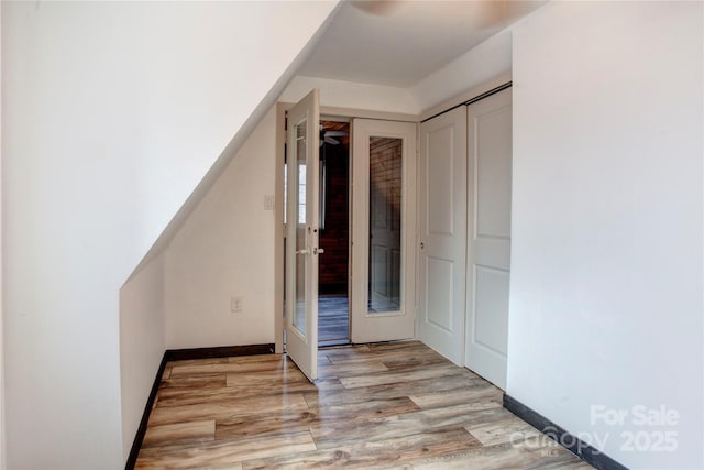 interior space with light hardwood / wood-style flooring