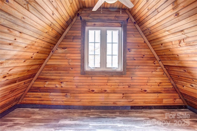 bonus room with wood-type flooring and wood ceiling