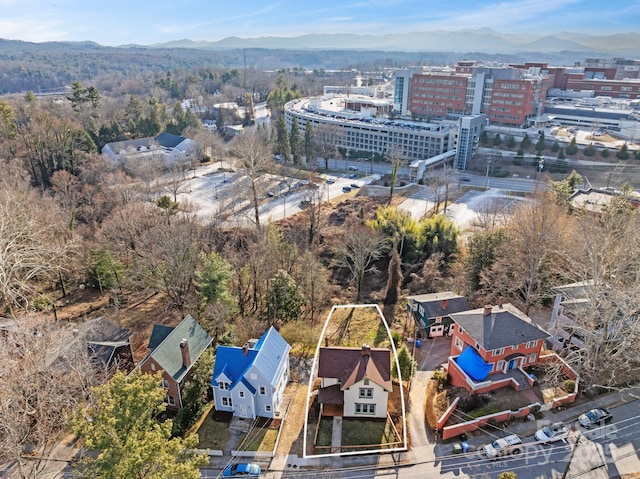 bird's eye view with a mountain view