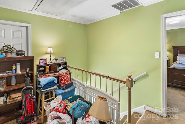 interior space with ornamental molding