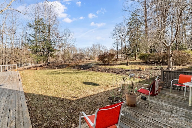 view of yard featuring a deck