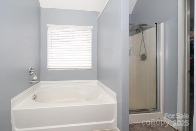 bathroom with plus walk in shower