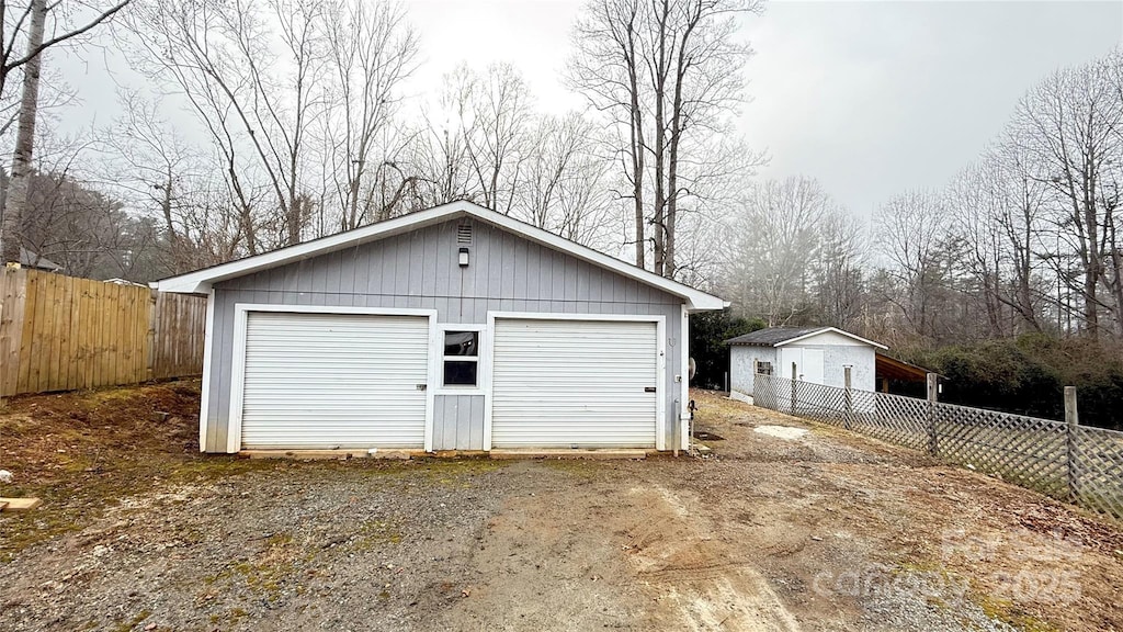 view of garage