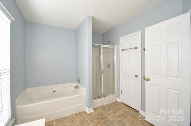 bathroom with plus walk in shower