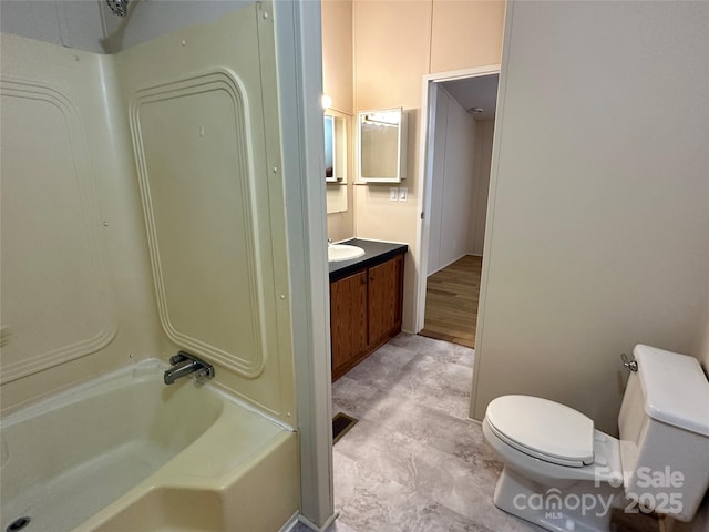 full bathroom with vanity, toilet, and shower / bath combination