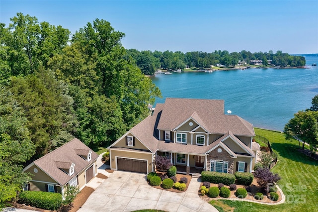 exterior space featuring a water view