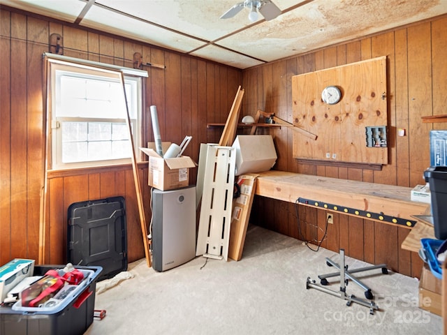 miscellaneous room featuring ceiling fan