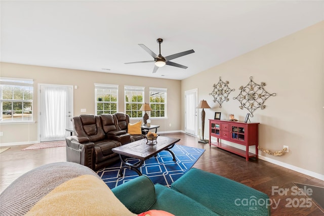 1605 Appledale Ct Unit 116, Fort Mill, SC 29715 - living area with baseboards, ceiling fan, and wood finished floors