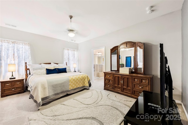 1605 Appledale Ct Unit 116, Fort Mill, SC 29715 - bedroom featuring light colored carpet, connected bathroom, and ceiling fan