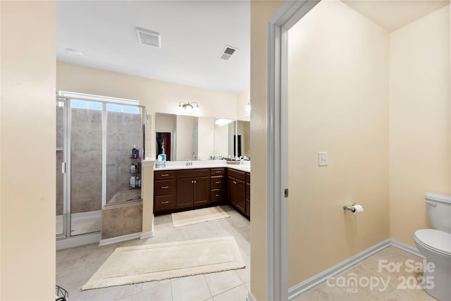 1605 Appledale Ct Unit 116, Fort Mill, SC 29715 - full bathroom with toilet, tile patterned flooring, a shower stall, vanity, and baseboards