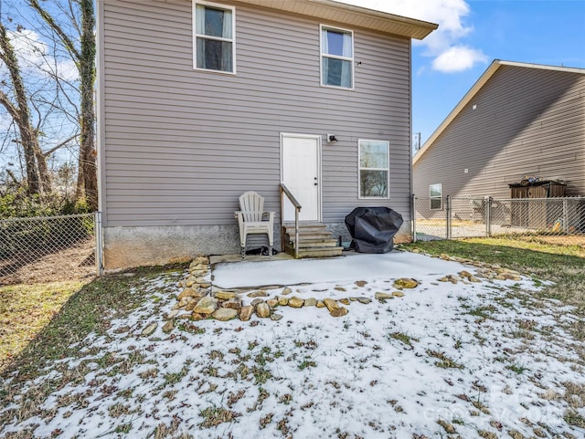 view of snow covered property