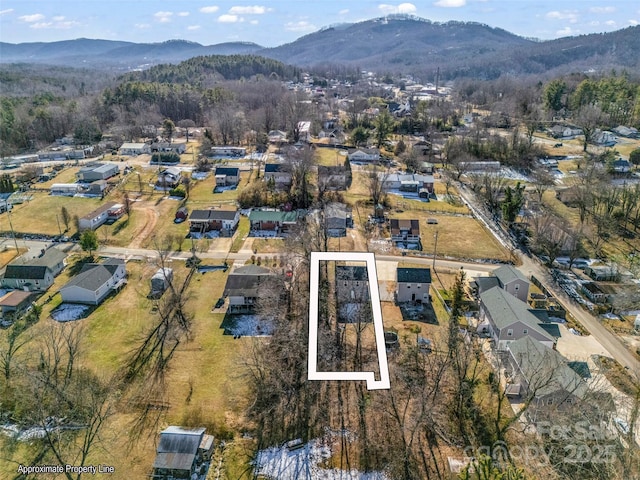 drone / aerial view with a mountain view