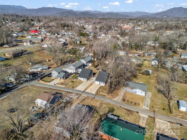 bird's eye view with a mountain view