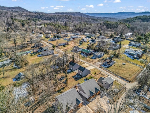 aerial view featuring a mountain view