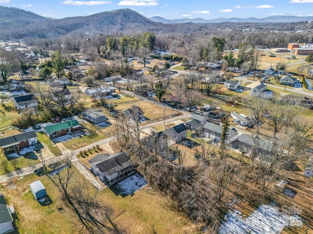 bird's eye view with a mountain view