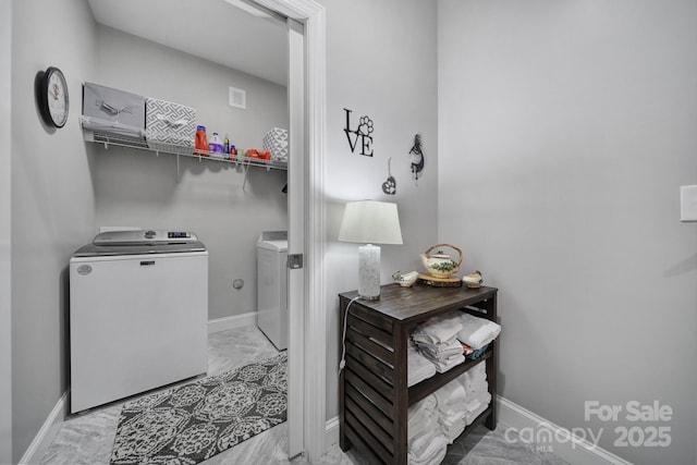 laundry room featuring washing machine and clothes dryer