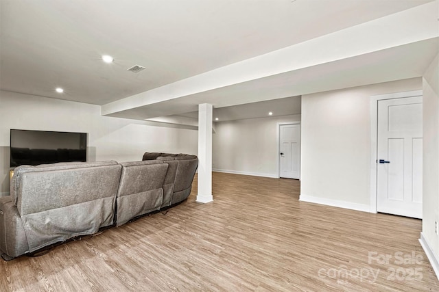 living room featuring light hardwood / wood-style floors