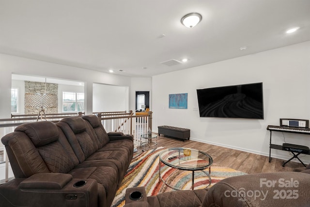 living room featuring light hardwood / wood-style flooring