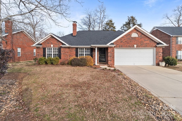 single story home with a garage