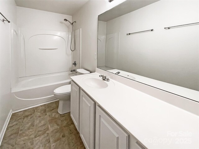 full bathroom with shower / bath combination, vanity, and toilet