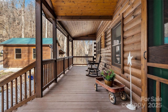 deck featuring covered porch