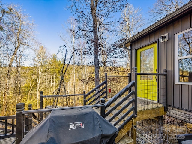 wooden deck with area for grilling