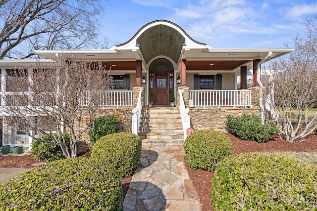 view of front of home featuring covered porch