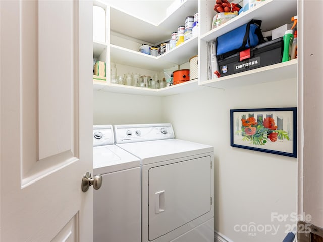 laundry room with washing machine and clothes dryer