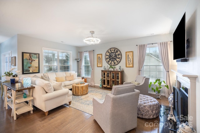 living room featuring hardwood / wood-style flooring